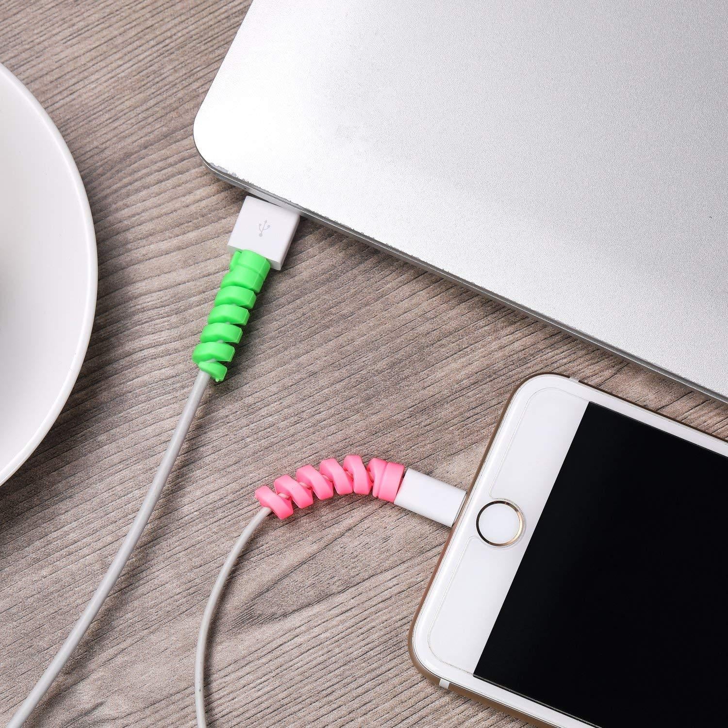 12722 Spiral Charger Cable Protector Data Cable Saver Charging Cords Protective for All Universal Earphone & Cable Cover (Pack of 10) 12722 Spiral Charger Cable Protector Data Cable Saver Charging Cords Protective for All Universal Earphone & Cable Cover (Pack of 10)